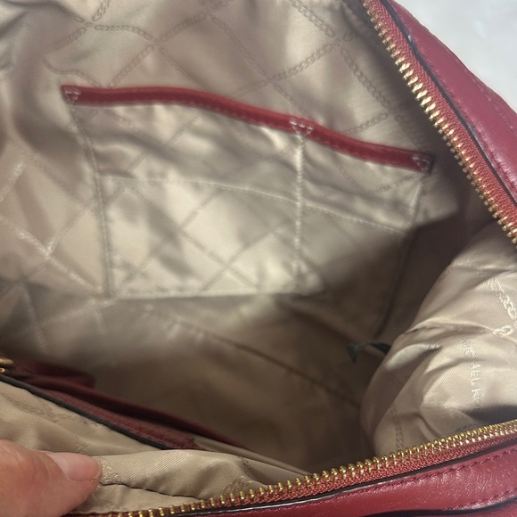 Michael Kors Burgundy pebbled Leather Satchel - Crossbody - Picture 8 of 16